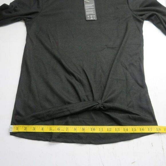 Souq Fone Knot Front Long Sleeve Shirt Women's Size Medium Black Athletic Exerci - Picture 12 of 13